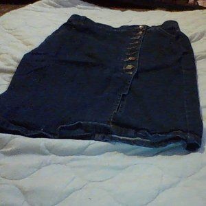 Button Front Denim Skirt
